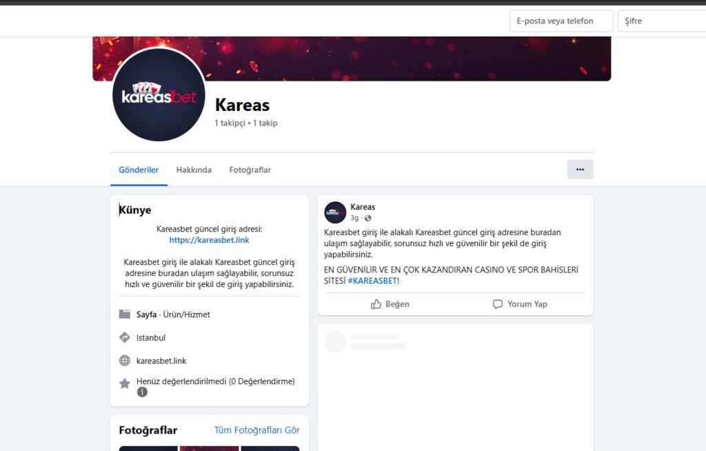 kareasbet facebook sayfası